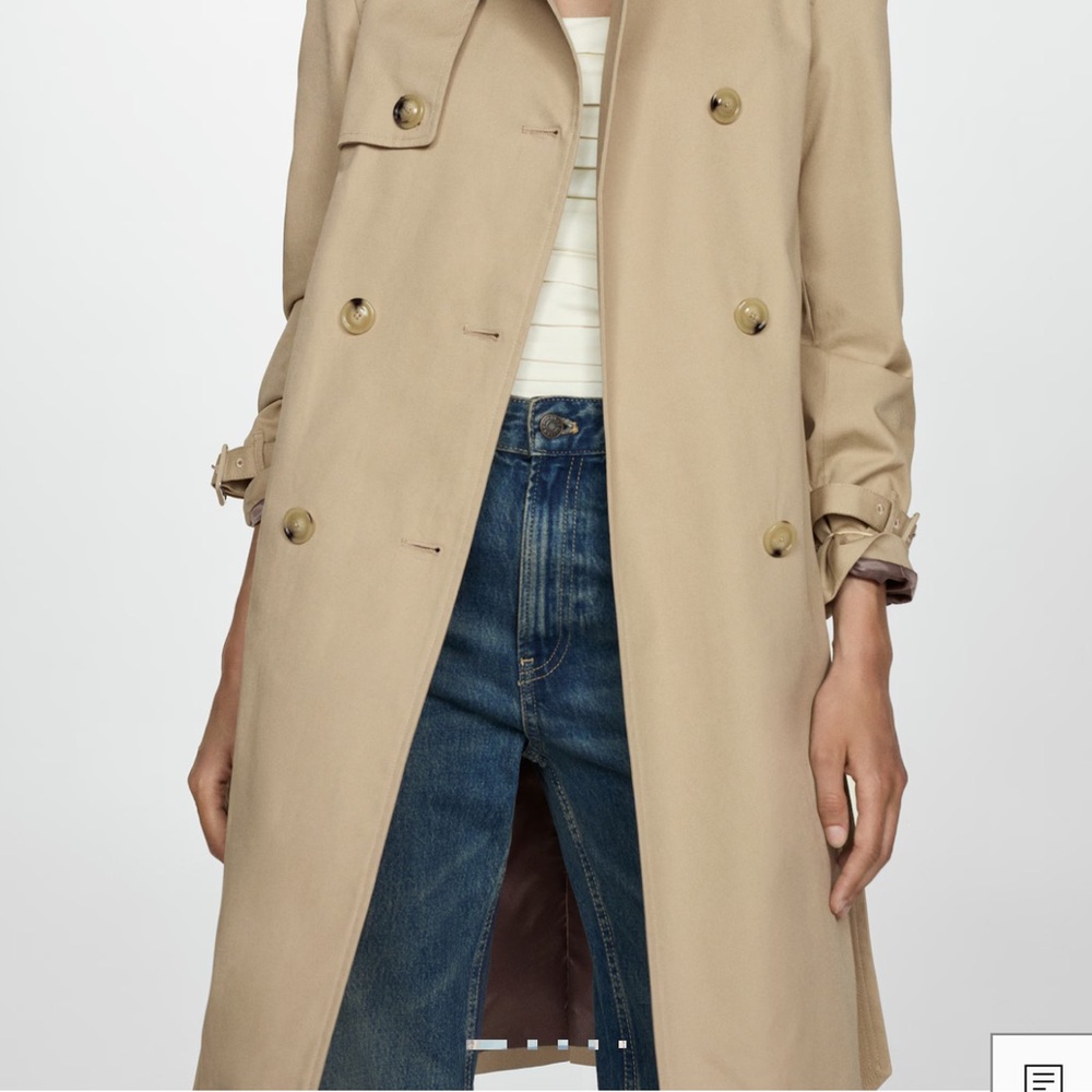 Mango Beige Double-Breasted Trench Coat